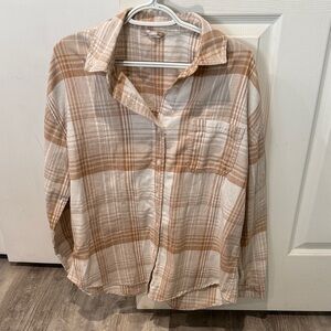 Abercrombie & Fitch Beige and Cream Plaid Button-Down Shirt